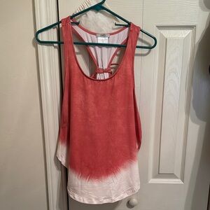 Women's Red and White Tank Top
